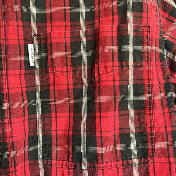 Carhartt men’s red long sleeve button down plaid shirt size medium - Picture 3 of 8